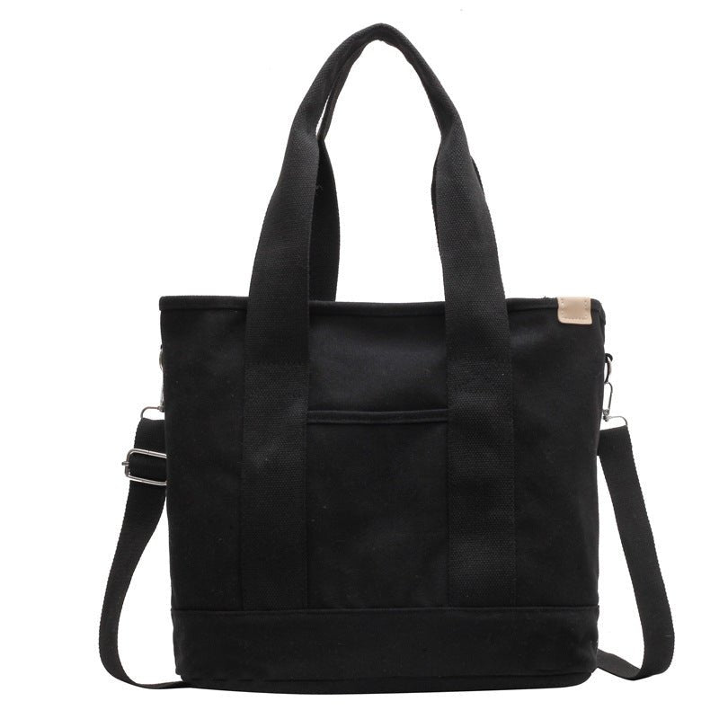 Women's Multifunction Crossbody Canvas Tote Bag Adjustable Strap - Schwarz