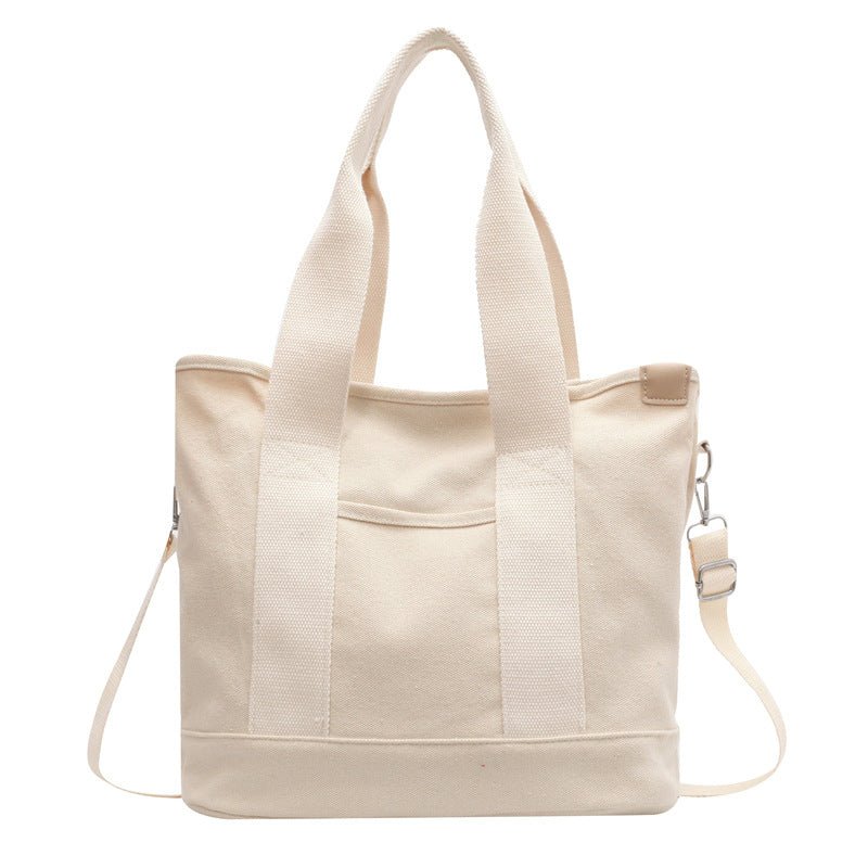 Women's Multifunction Crossbody Canvas Tote Bag Adjustable Strap - Weiß