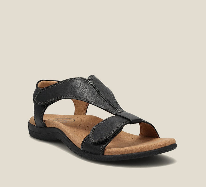 Women's Open Toe Sandals Adjustable Straps Comfort Footbed - Black
