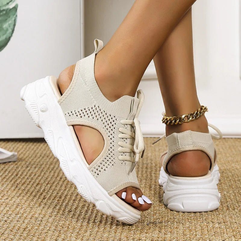 Women's Orthopedic Platform Sandals Lace-Up Knit