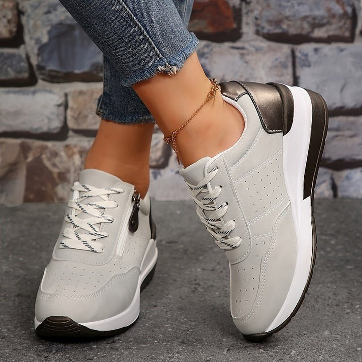 Women's Orthopedic Sneakers Low Cut Lace-Up Comfort Walking - Grey