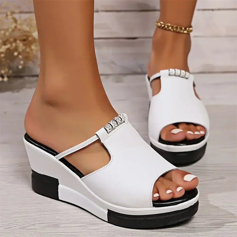 Women's Orthopedic Wedge Sandals Cushioned Platform Slip-On - White