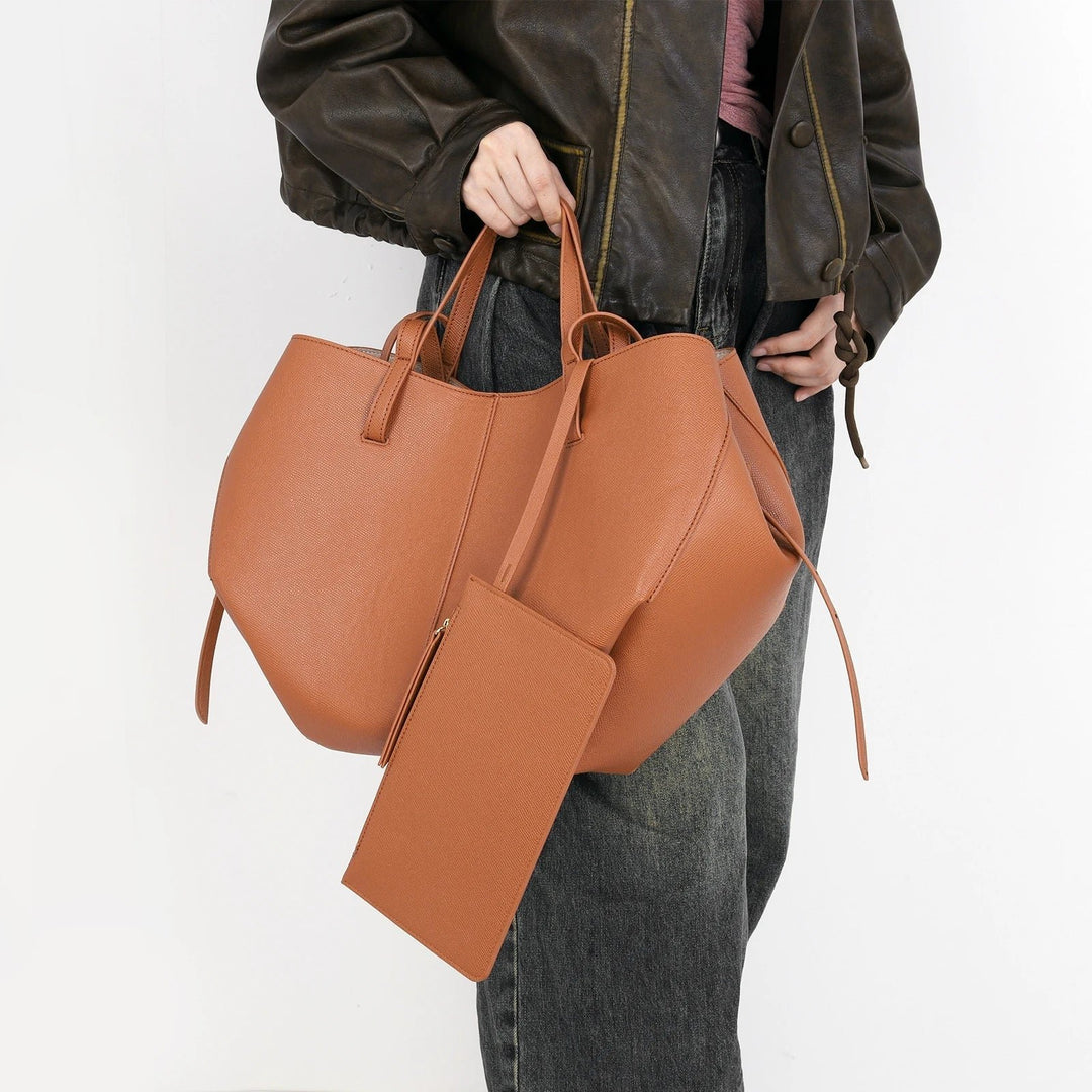 Women's Oversized Vintage PU Leather Shoulder Tote Bag