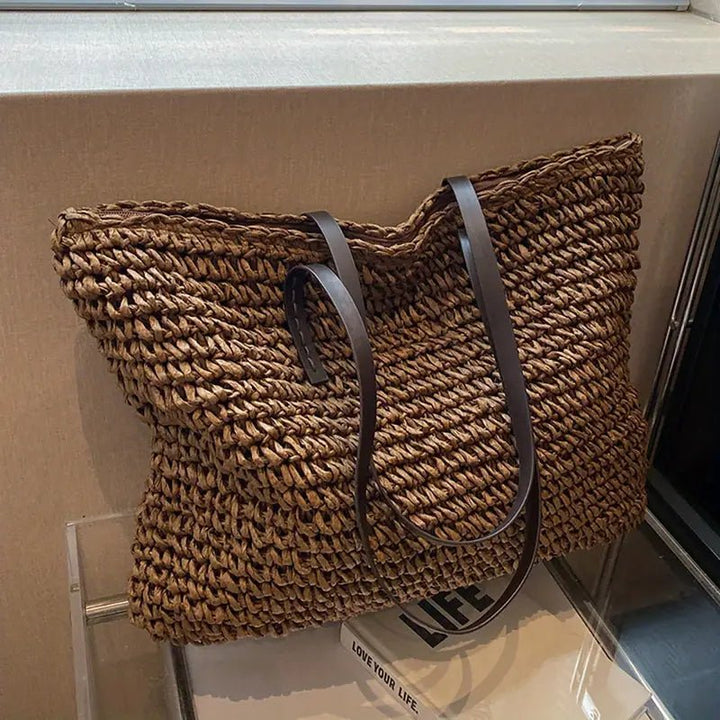 Women's Oversized Woven Straw Shoulder Tote Bag Bohemian Beach