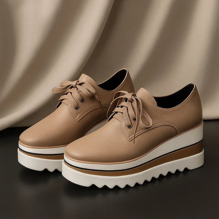 Women's Platform Oxford Shoes Lace Up Wedge Sneakers