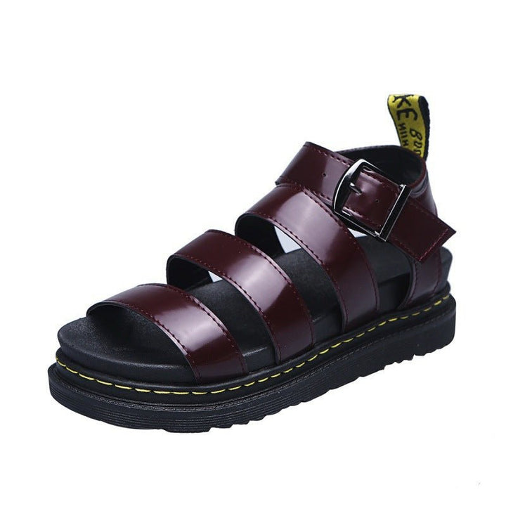 Women's Platform Strappy Comfortable Sandals Buckle Chunky Sole - Red