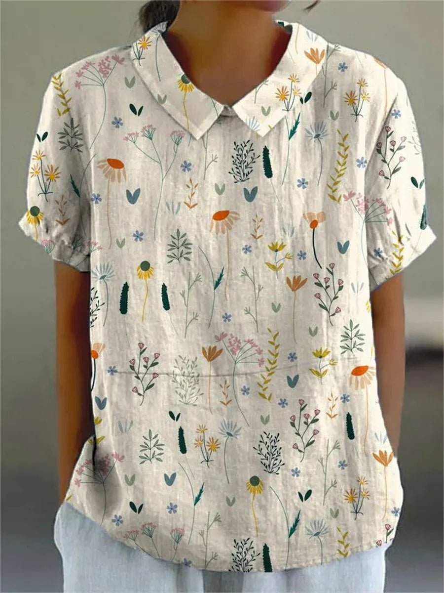 Women's Polo Shirt Floral Print Short Sleeve Collar