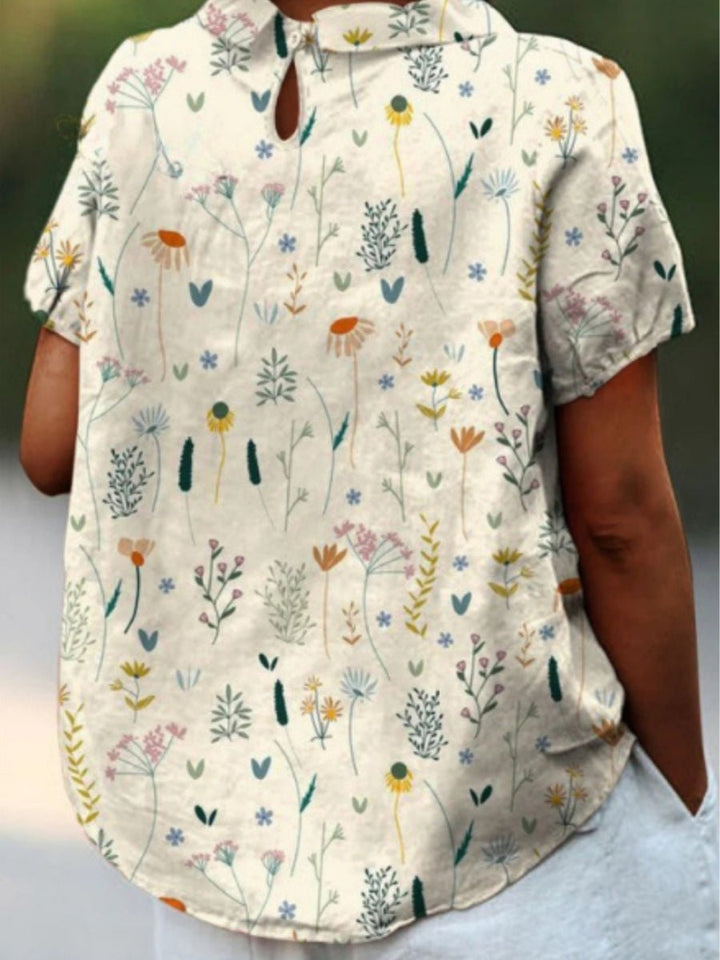 Women's Polo Shirt Floral Print Short Sleeve Collar