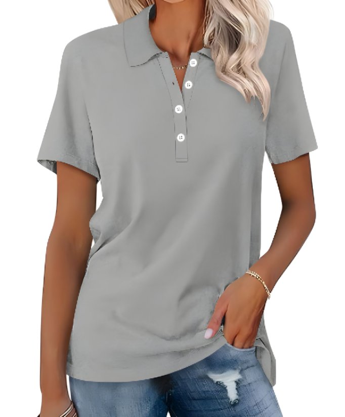Women's Polo Shirt Short Sleeve Cotton Blend Classic Fit