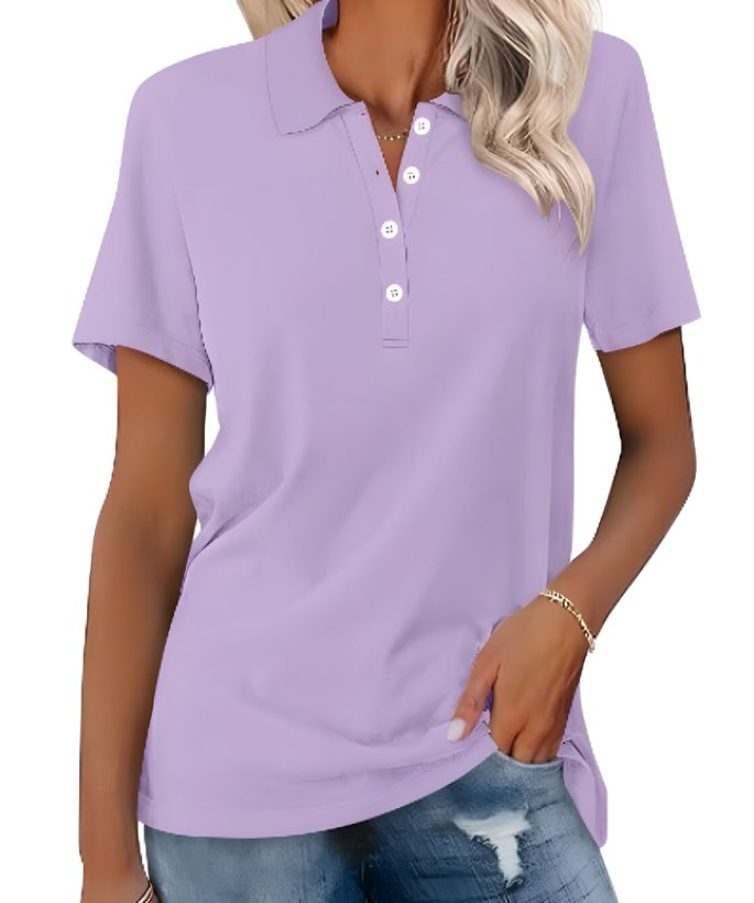 Women's Polo Shirt Short Sleeve Cotton Blend Classic Fit