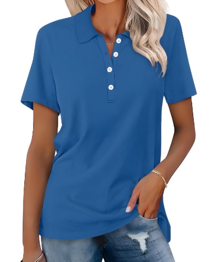 Women's Polo Shirt Short Sleeve Cotton Blend Classic Fit