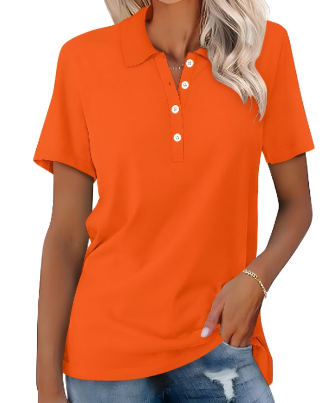 Women's Polo Shirt Short Sleeve Cotton Blend Classic Fit
