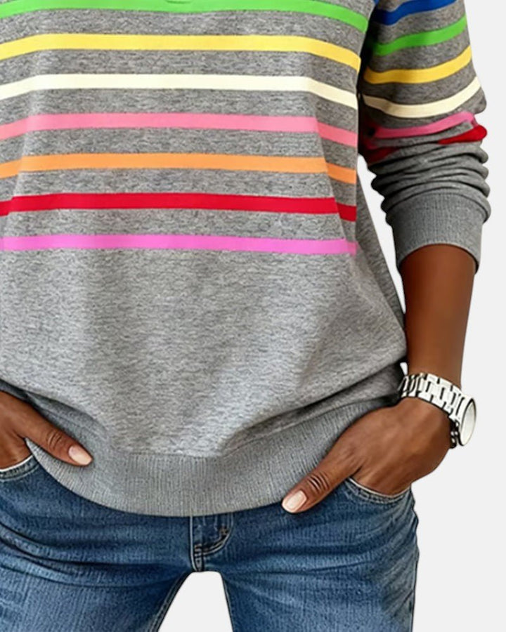 Women's Quarter Zip Sweatshirt Striped Long Sleeve Pullover