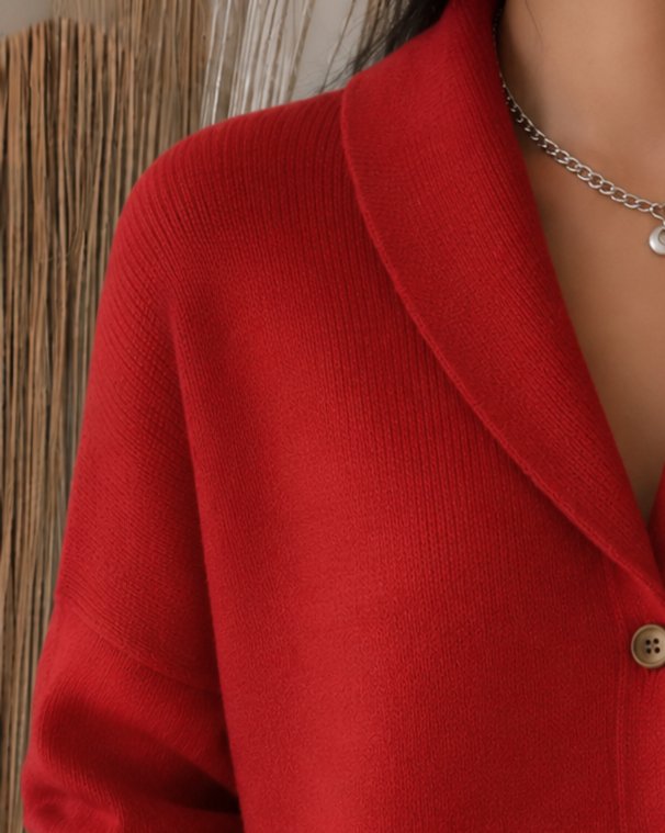 Women's Relaxed-Fit Button-Up Collared Knit Cardigan
