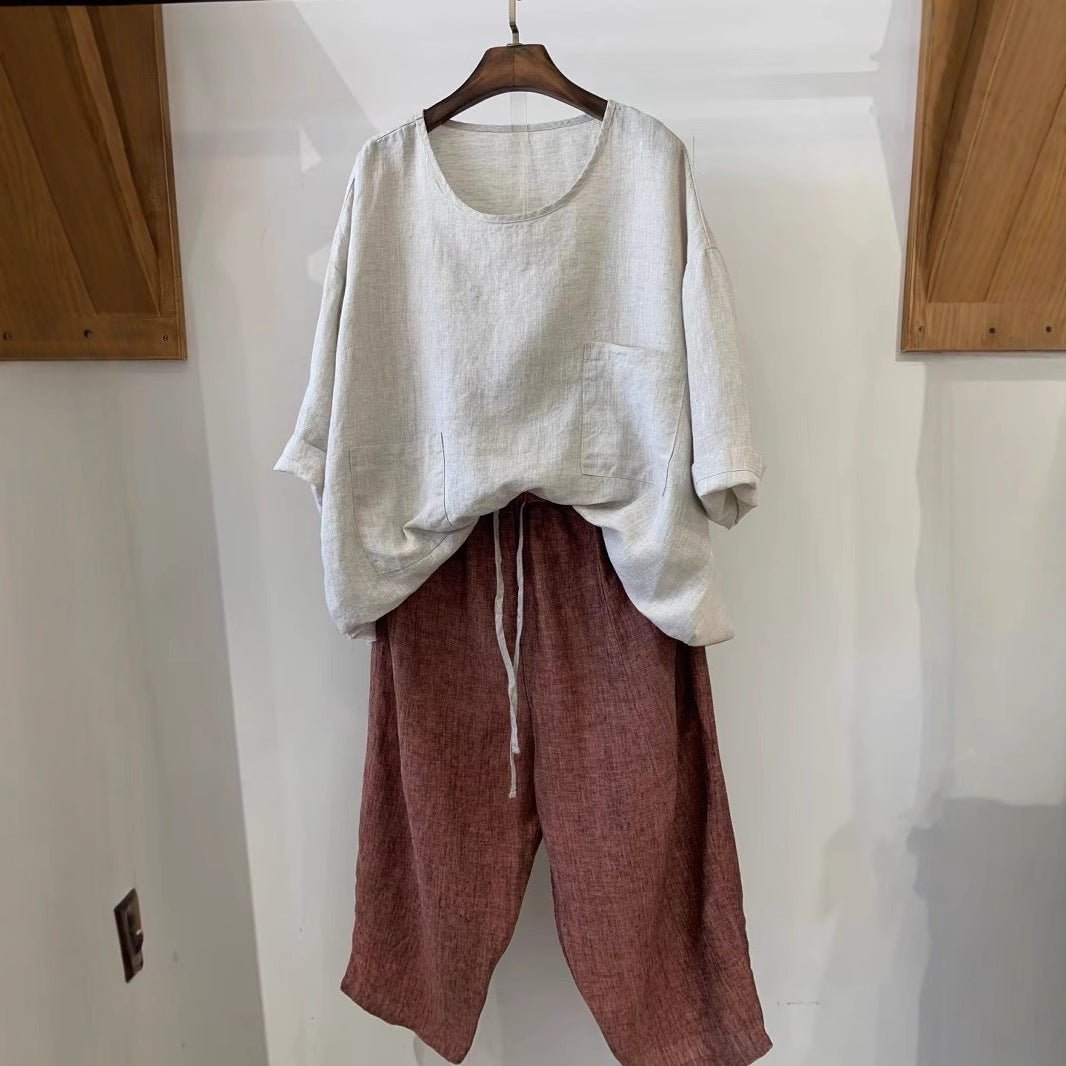 Women's Relaxed-Fit Linen Patch-Pocket Tunic