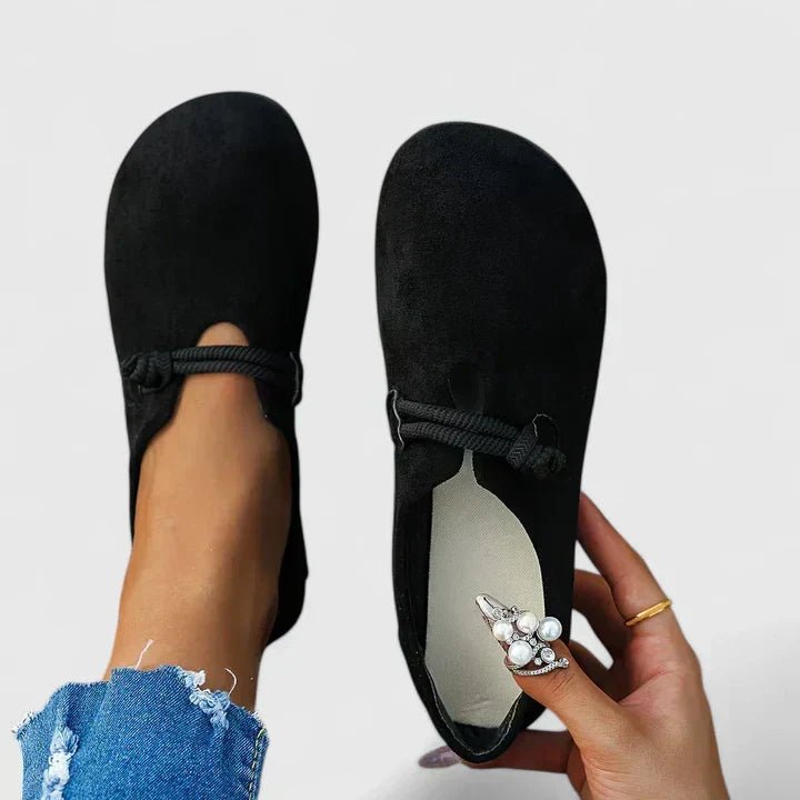 Women's Rope Detail Loafers Round Toe Slip-On Flat - Black