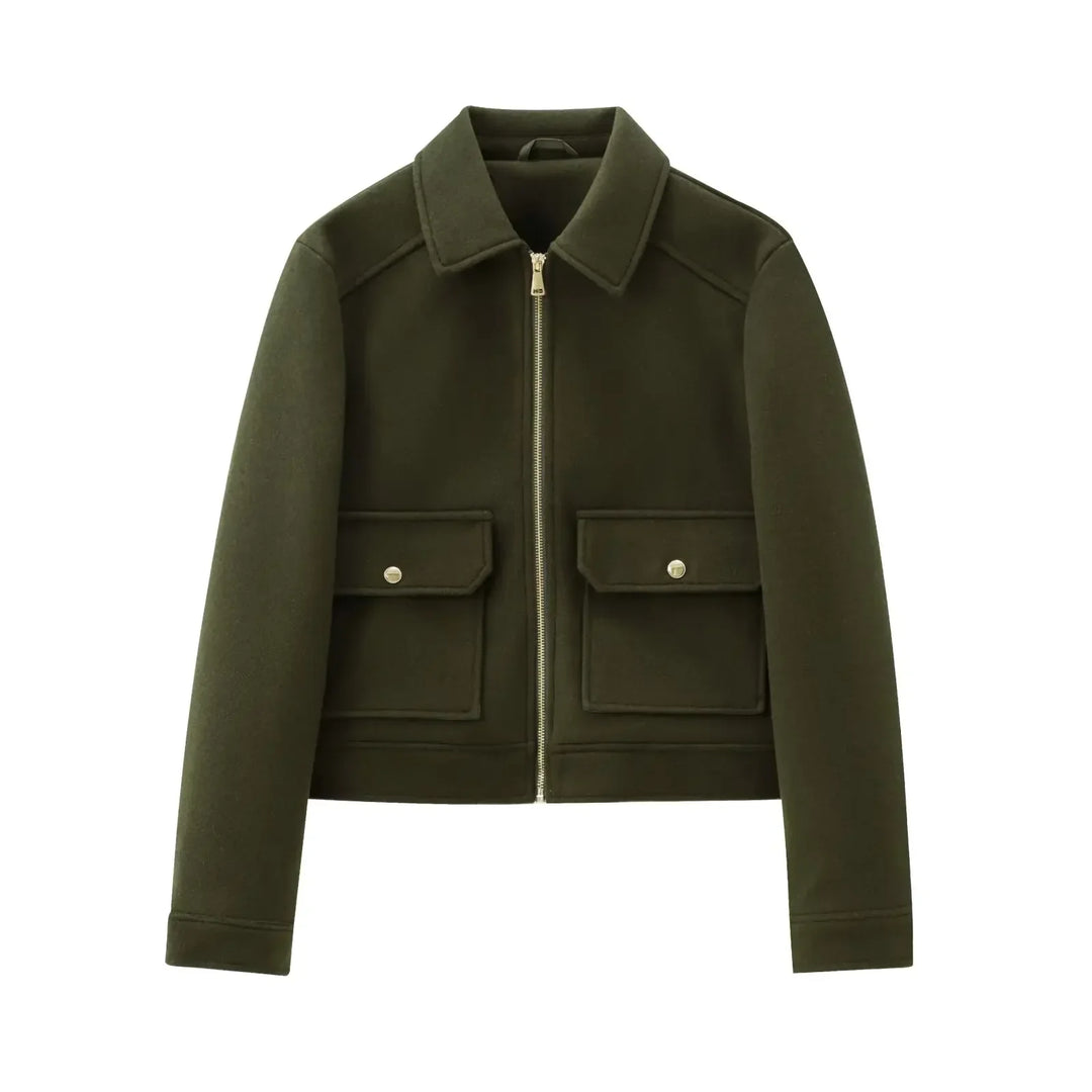 Beatrice | Women's Cropped Zip Up Bomber Jacket
