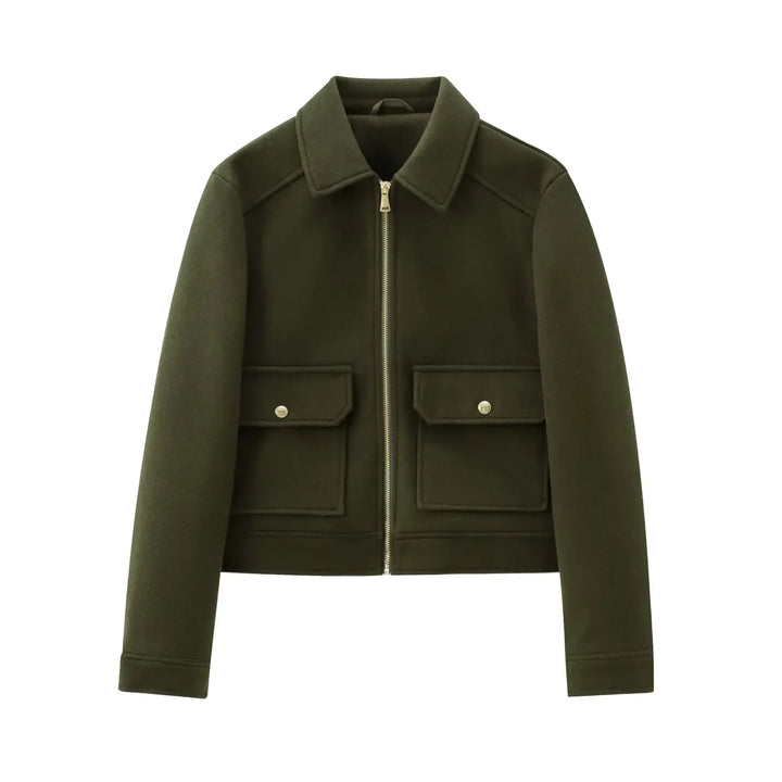 Beatrice | Women's Cropped Zip Up Bomber Jacket