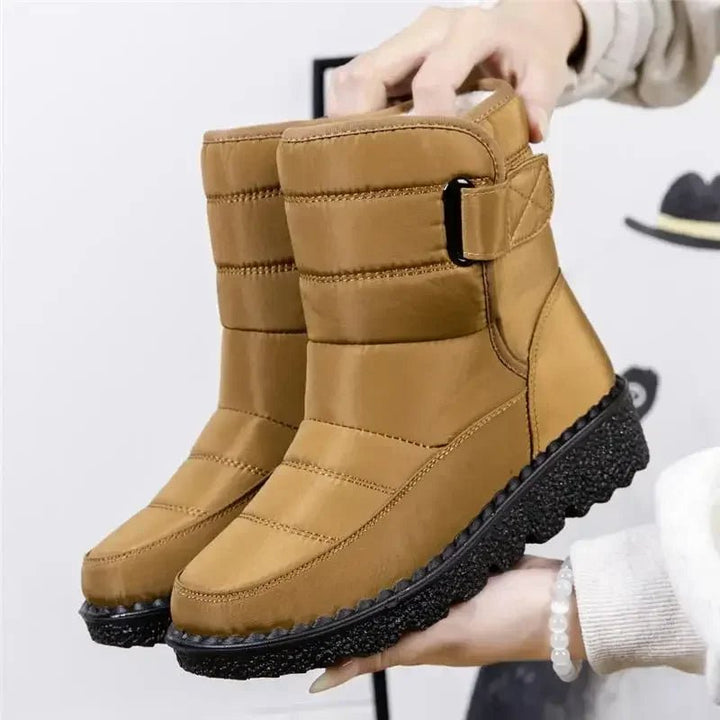 Women's Waterproof Boots Winter Snow Quilted Ankle - Khaki